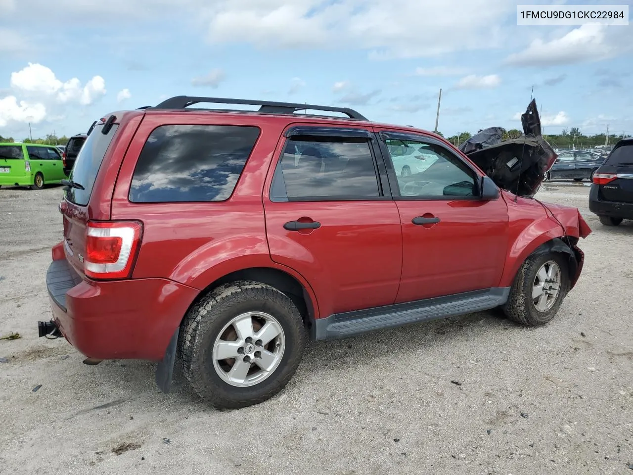 2012 Ford Escape Xlt VIN: 1FMCU9DG1CKC22984 Lot: 70890164