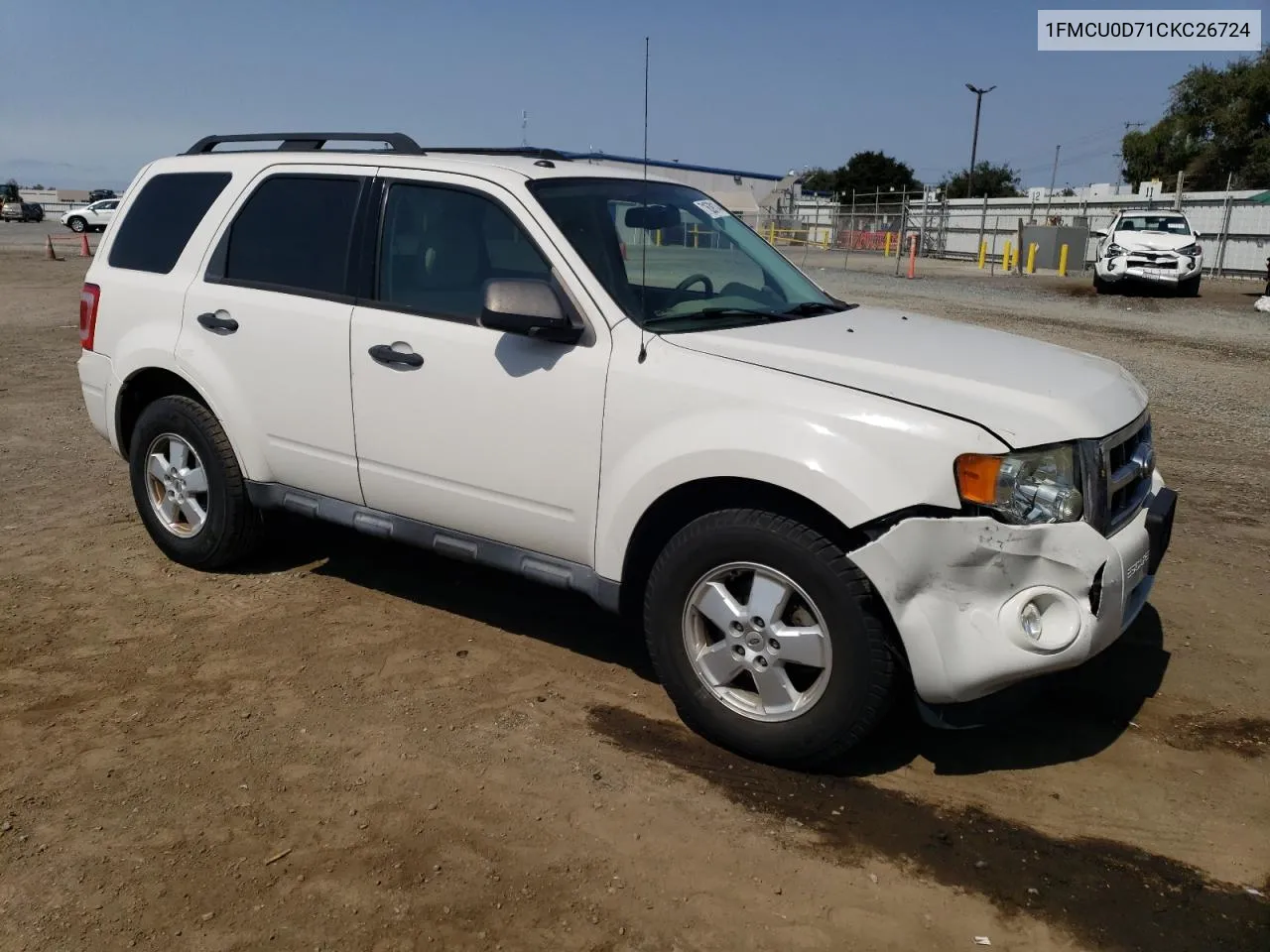 2012 Ford Escape Xlt VIN: 1FMCU0D71CKC26724 Lot: 71639114