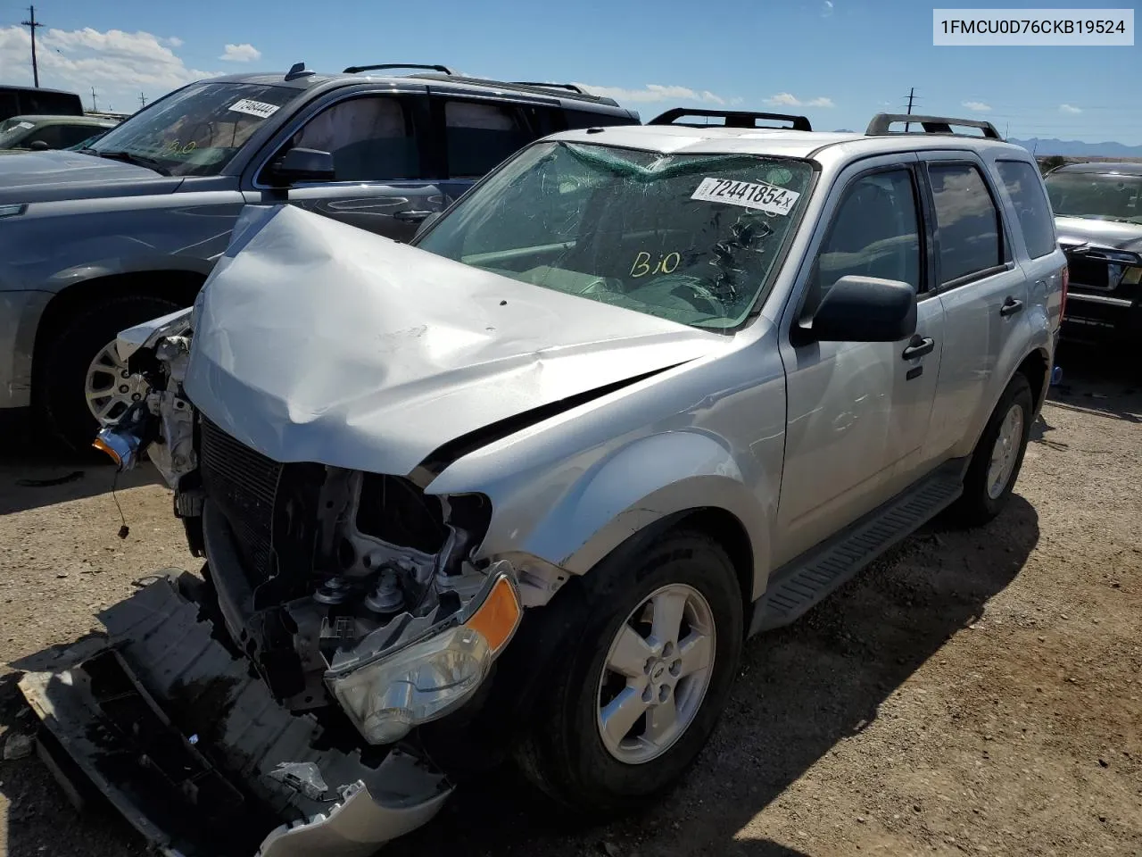 2012 Ford Escape Xlt VIN: 1FMCU0D76CKB19524 Lot: 72441854