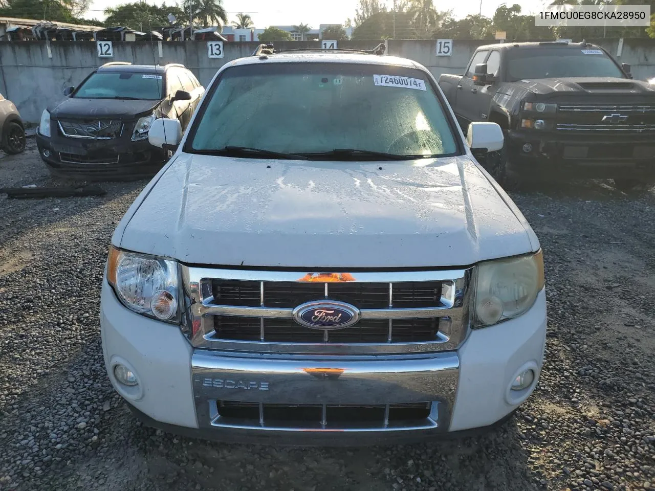 2012 Ford Escape Limited VIN: 1FMCU0EG8CKA28950 Lot: 72460074