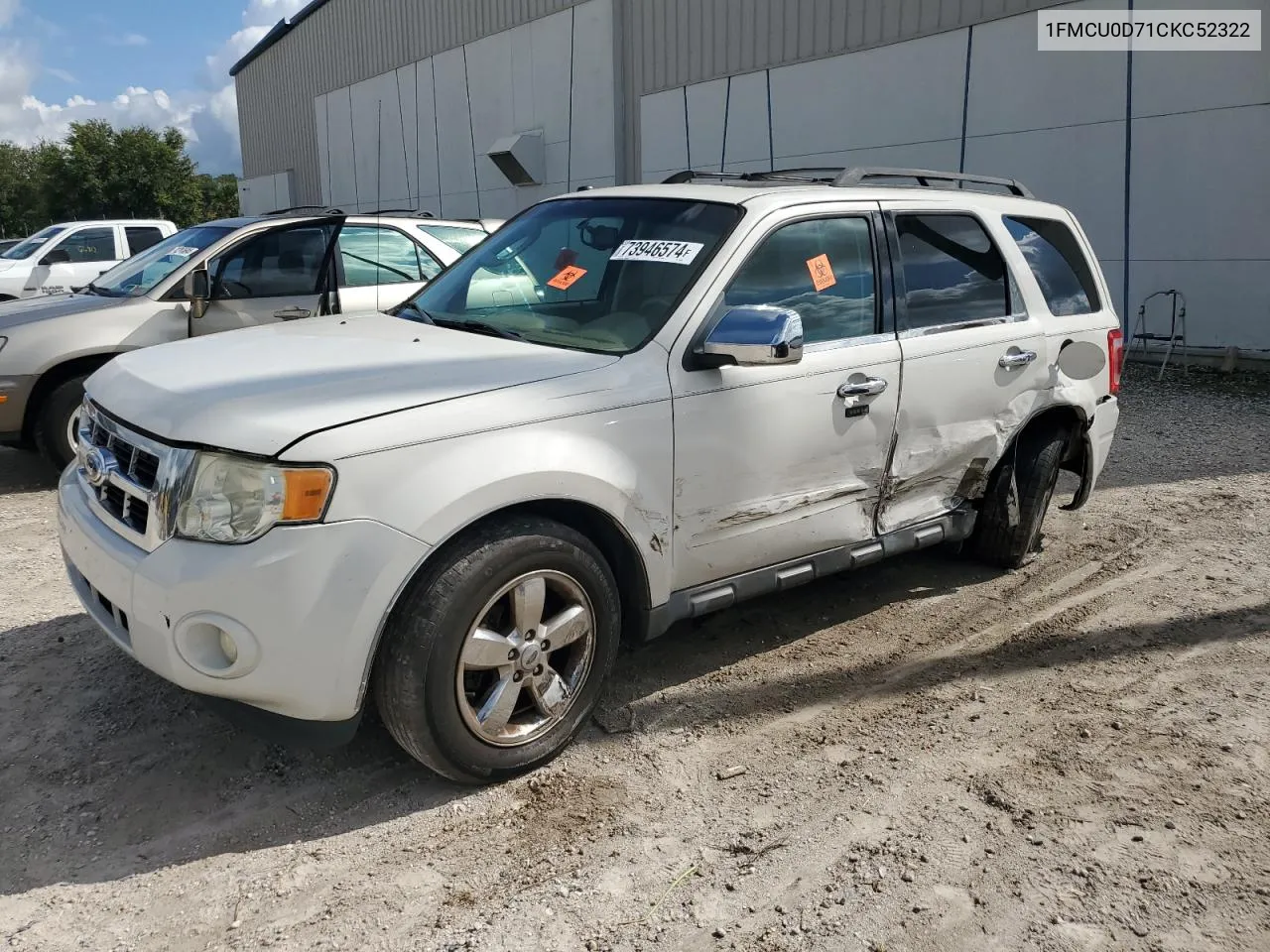 2012 Ford Escape Xlt VIN: 1FMCU0D71CKC52322 Lot: 73946574