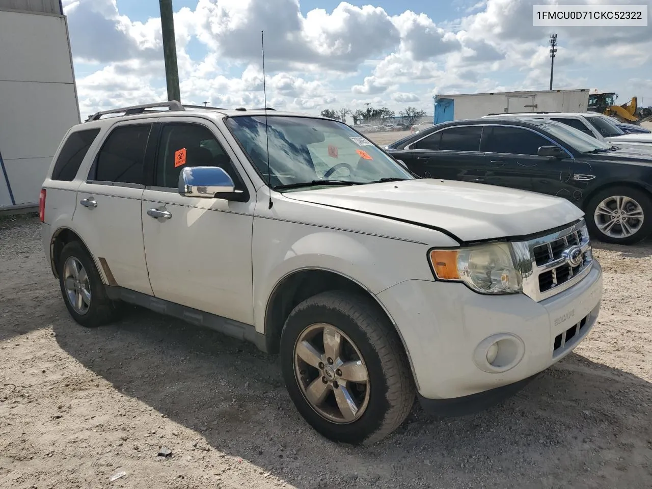 2012 Ford Escape Xlt VIN: 1FMCU0D71CKC52322 Lot: 73946574