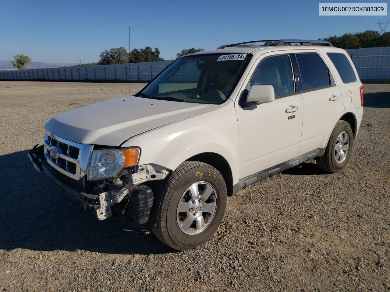 2012 Ford Escape Limited VIN: 1FMCU0E75CKB83309 Lot: 74166784