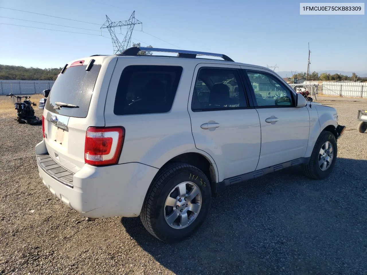 2012 Ford Escape Limited VIN: 1FMCU0E75CKB83309 Lot: 74166784