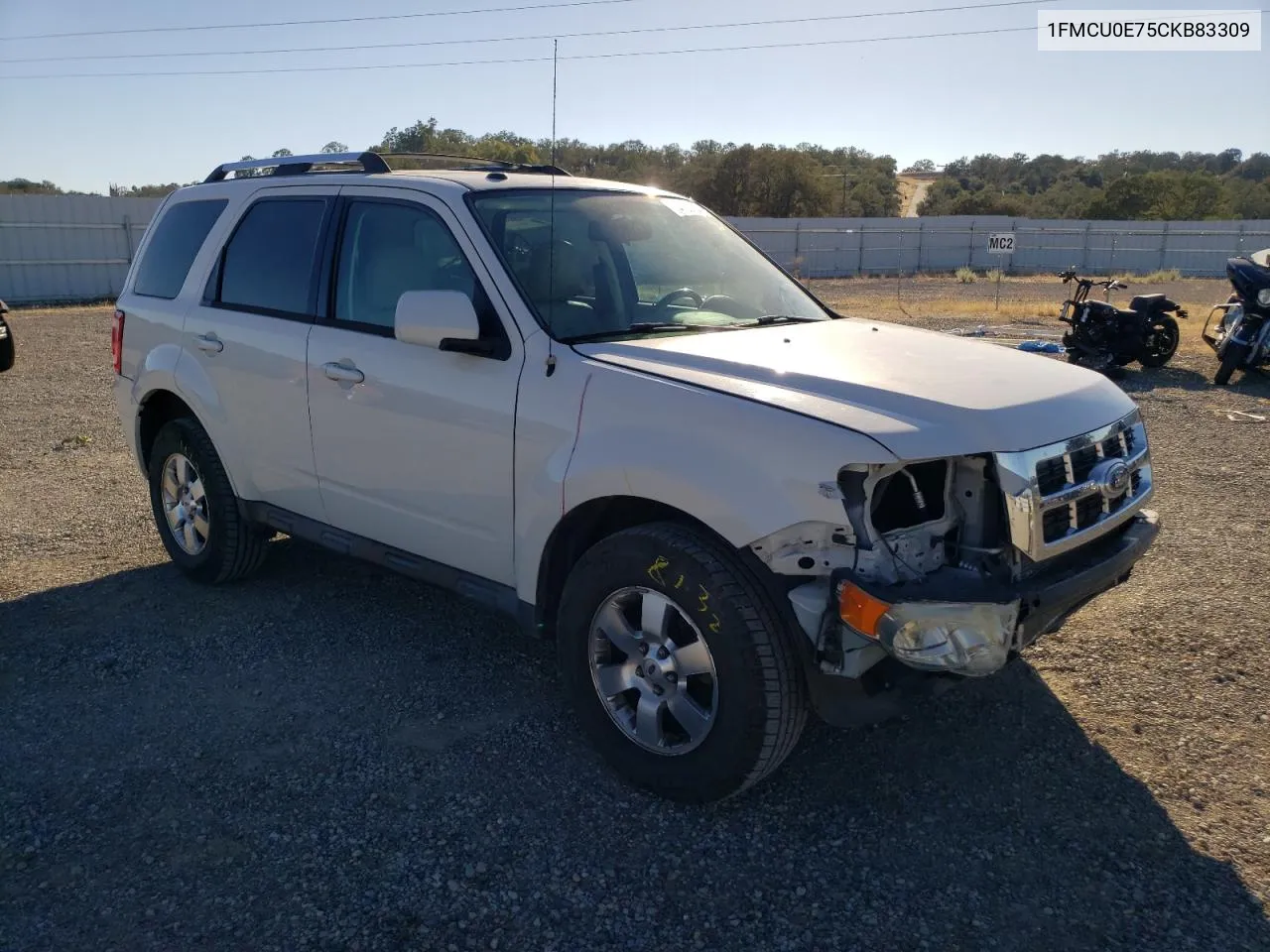 2012 Ford Escape Limited VIN: 1FMCU0E75CKB83309 Lot: 74166784