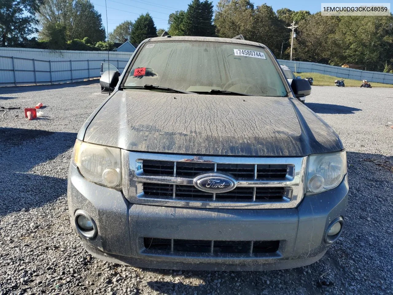 2012 Ford Escape Xlt VIN: 1FMCU0DG3CKC48059 Lot: 74580744