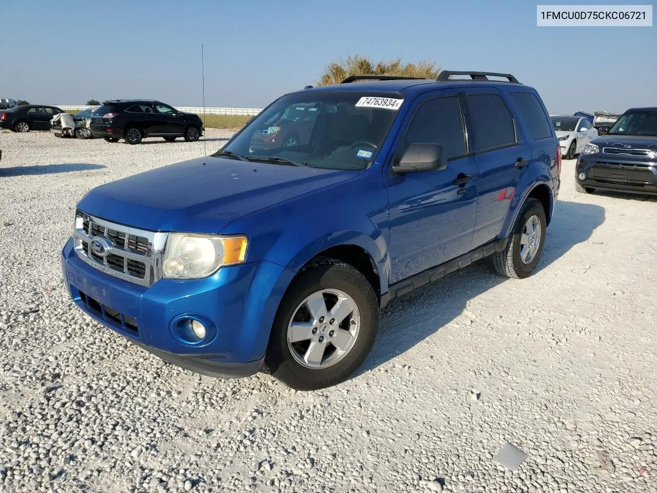 2012 Ford Escape Xlt VIN: 1FMCU0D75CKC06721 Lot: 74763934