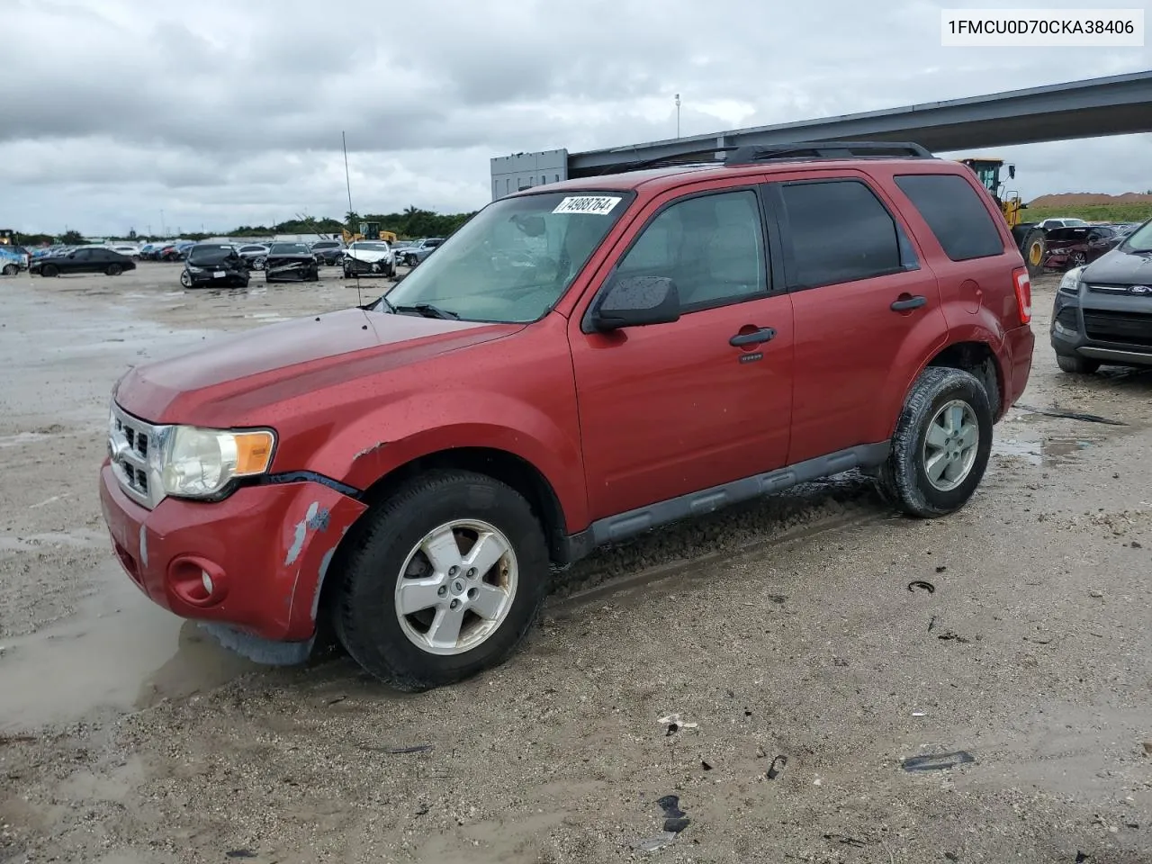 2012 Ford Escape Xlt VIN: 1FMCU0D70CKA38406 Lot: 74988764