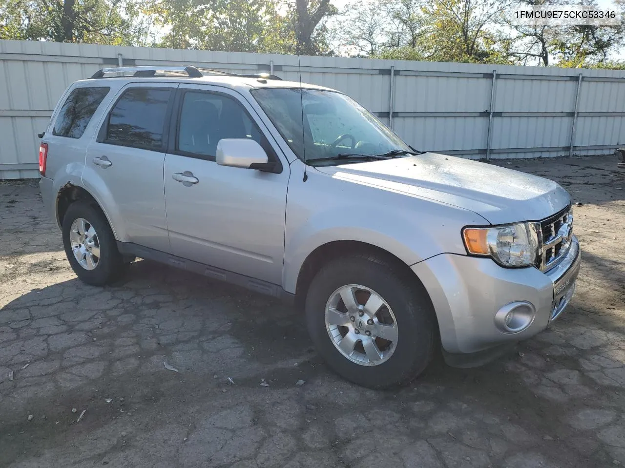 2012 Ford Escape Limited VIN: 1FMCU9E75CKC53346 Lot: 75288524