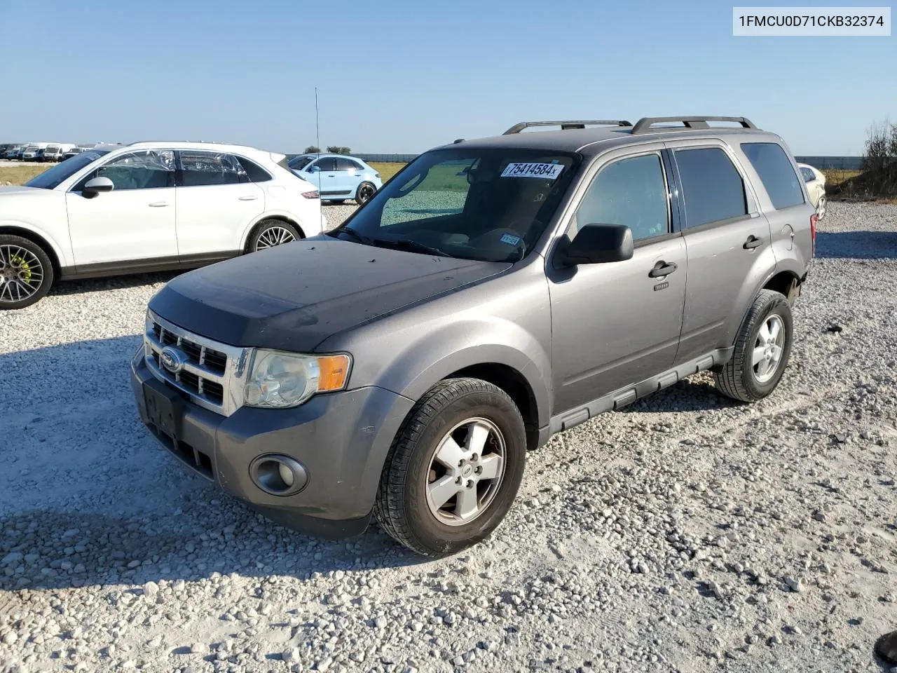 2012 Ford Escape Xlt VIN: 1FMCU0D71CKB32374 Lot: 75414584