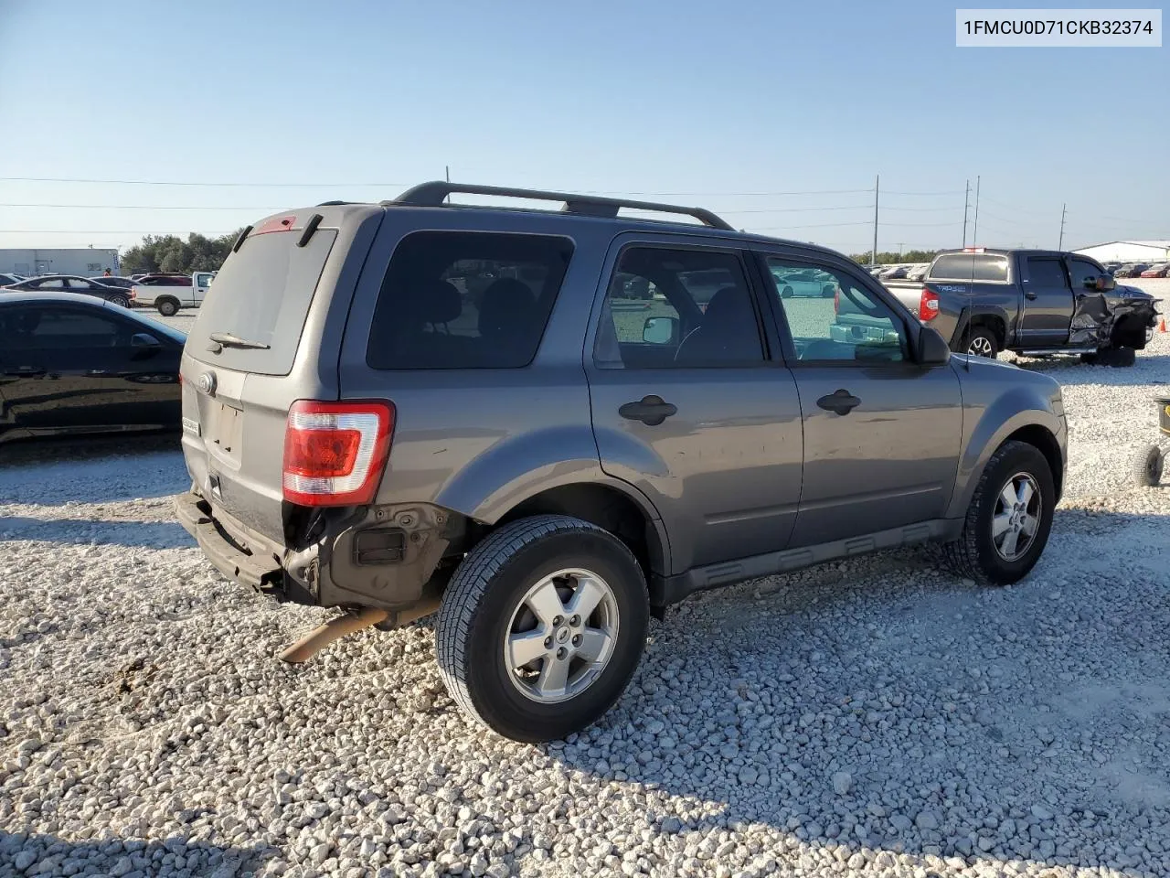 2012 Ford Escape Xlt VIN: 1FMCU0D71CKB32374 Lot: 75414584