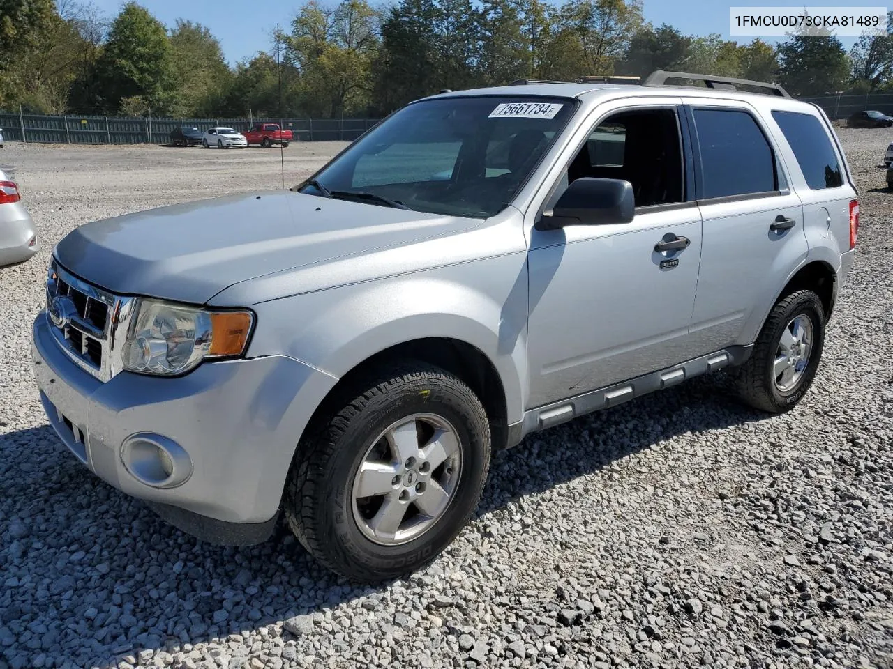 2012 Ford Escape Xlt VIN: 1FMCU0D73CKA81489 Lot: 75661734