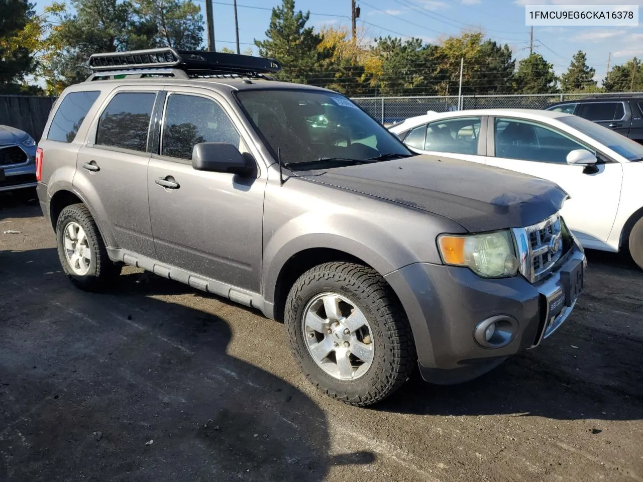 2012 Ford Escape Limited VIN: 1FMCU9EG6CKA16378 Lot: 75764994