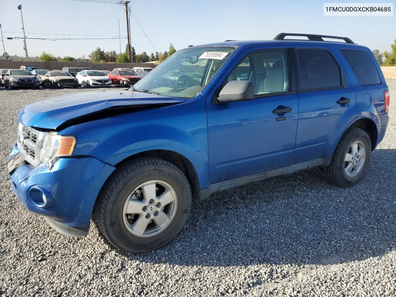 2012 Ford Escape Xlt VIN: 1FMCU0DGXCKB04685 Lot: 75858694