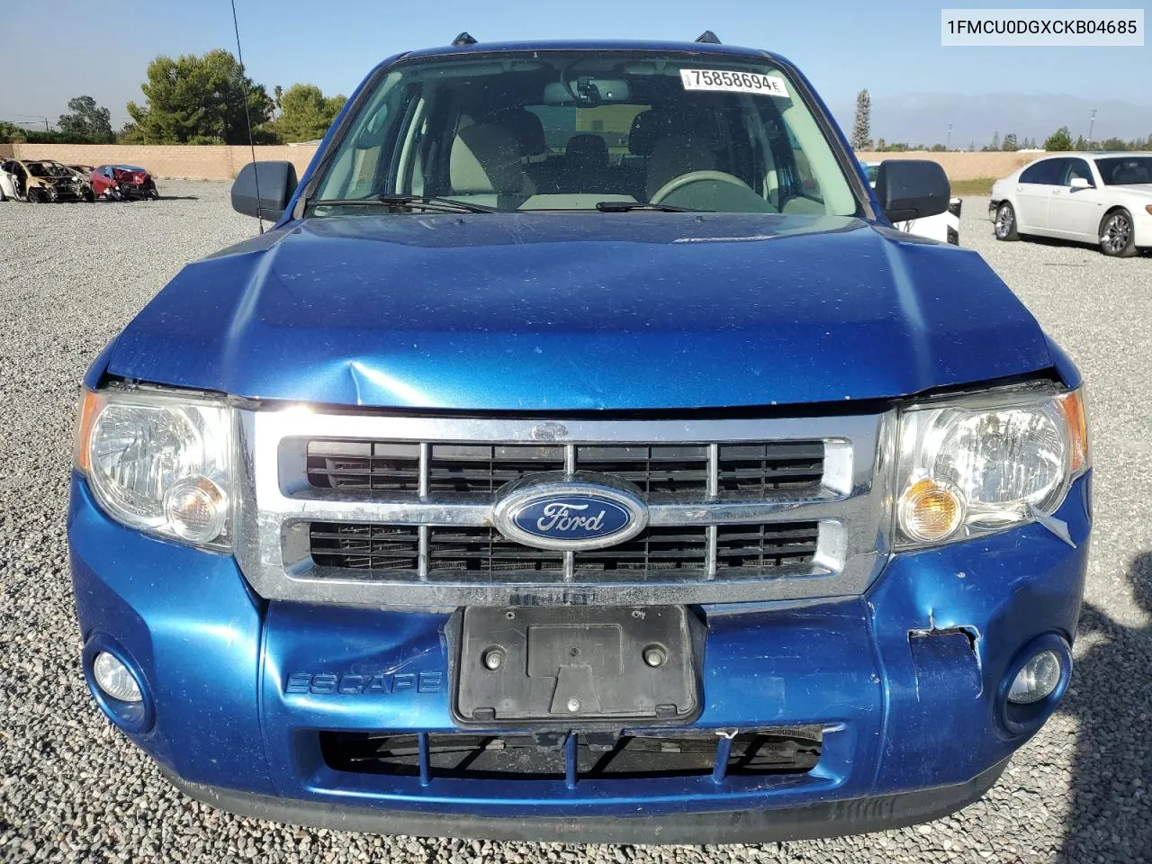 2012 Ford Escape Xlt VIN: 1FMCU0DGXCKB04685 Lot: 75858694