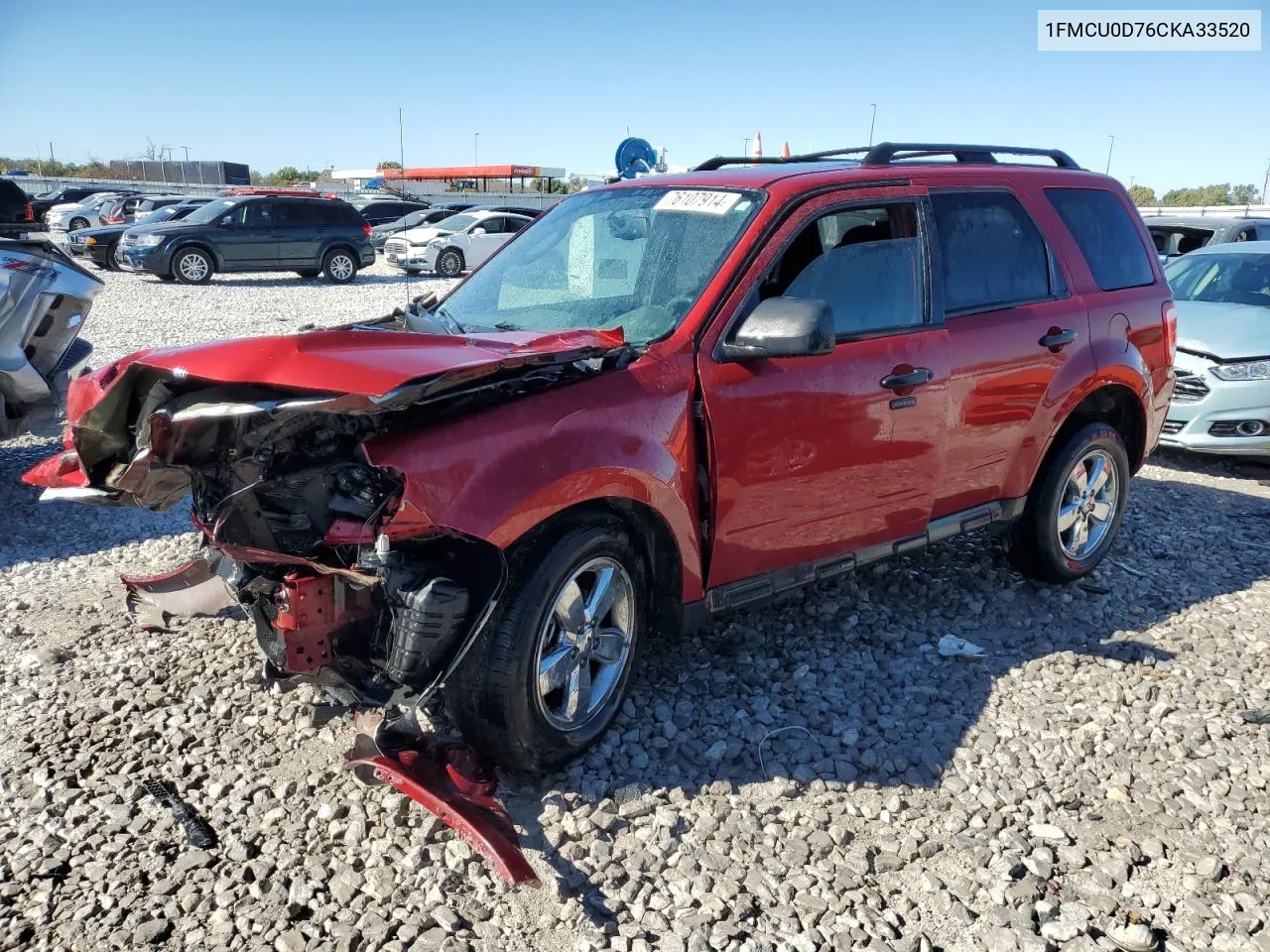 2012 Ford Escape Xlt VIN: 1FMCU0D76CKA33520 Lot: 76107914