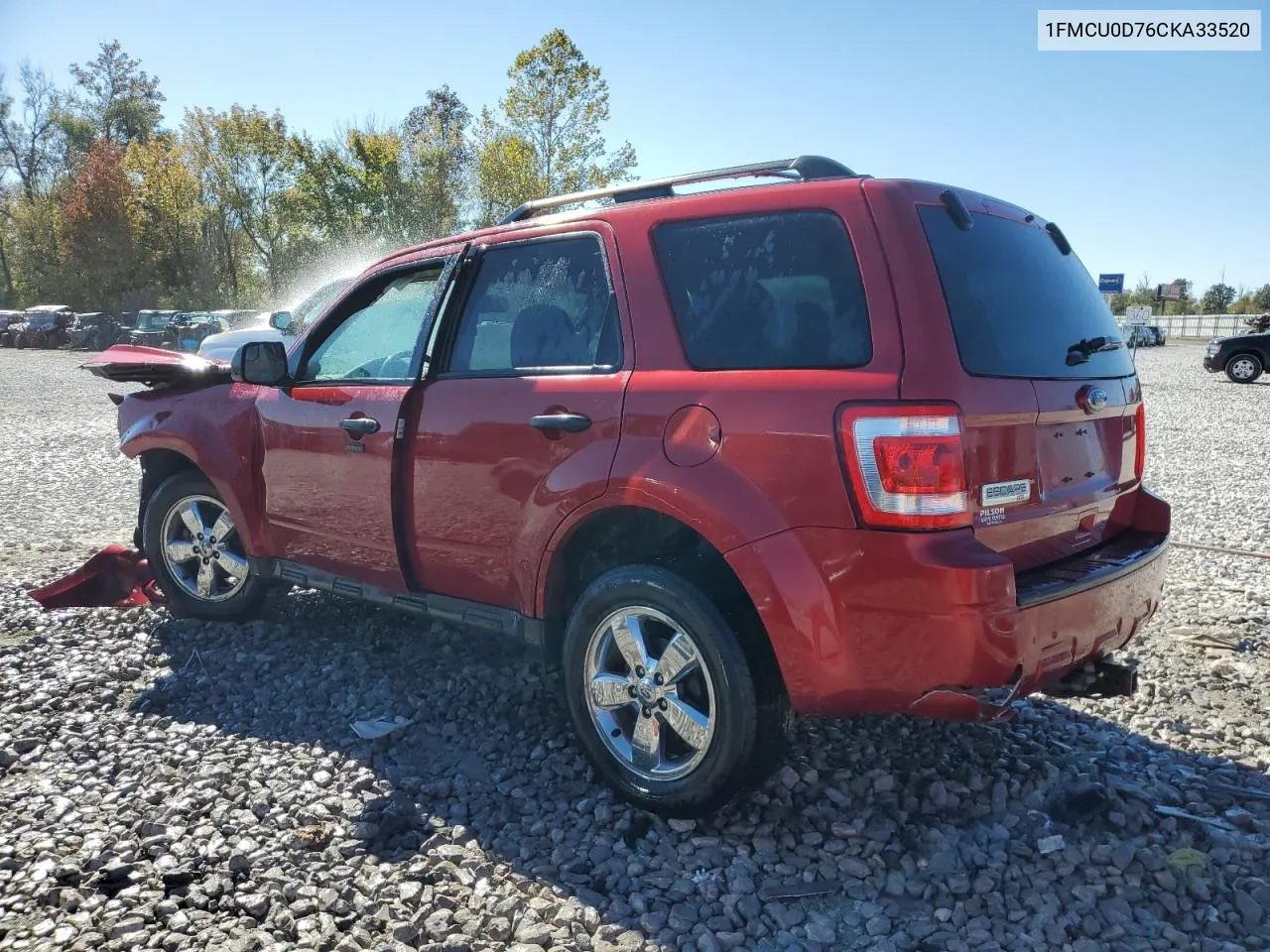 2012 Ford Escape Xlt VIN: 1FMCU0D76CKA33520 Lot: 76107914