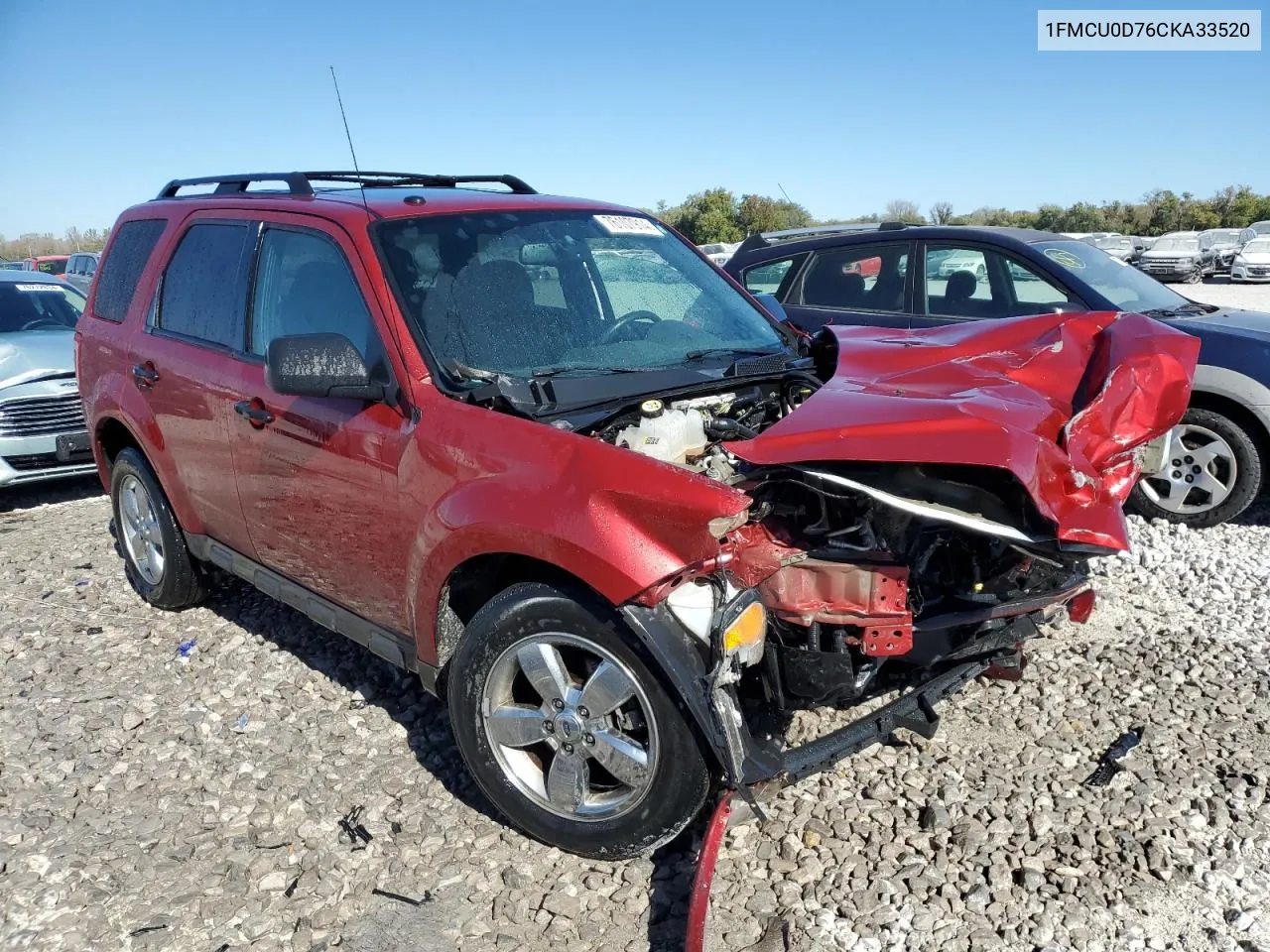 2012 Ford Escape Xlt VIN: 1FMCU0D76CKA33520 Lot: 76107914