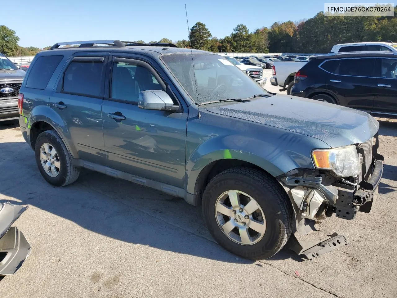 2012 Ford Escape Limited VIN: 1FMCU0E76CKC70264 Lot: 77829604