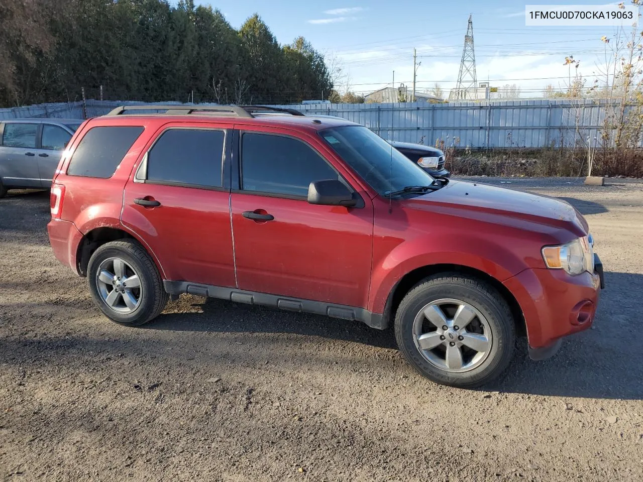 2012 Ford Escape Xlt VIN: 1FMCU0D70CKA19063 Lot: 78132004