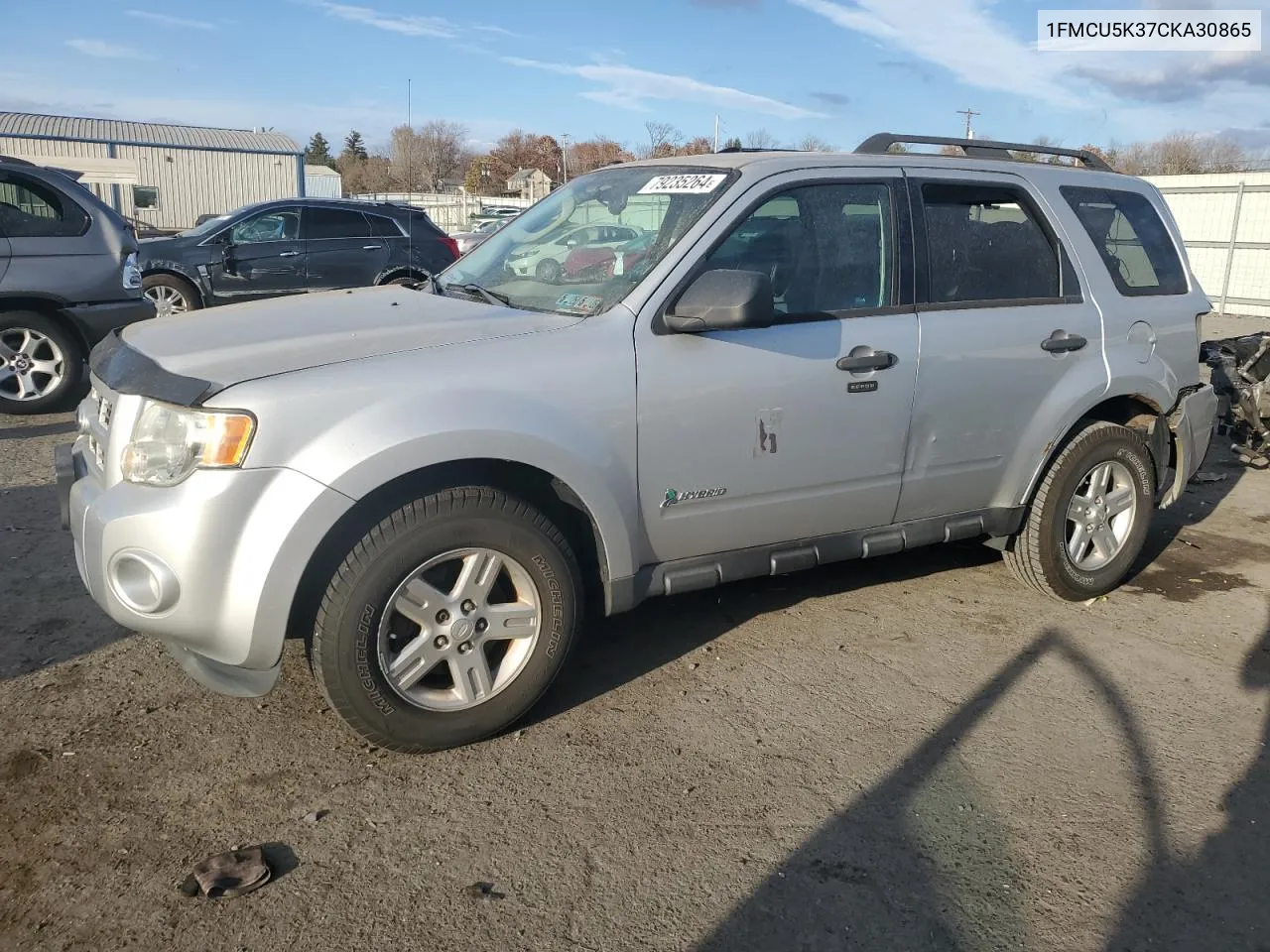 2012 Ford Escape Hybrid VIN: 1FMCU5K37CKA30865 Lot: 79235264