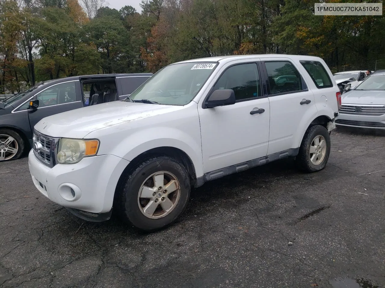 2012 Ford Escape Xls VIN: 1FMCU0C77CKA51042 Lot: 80739574