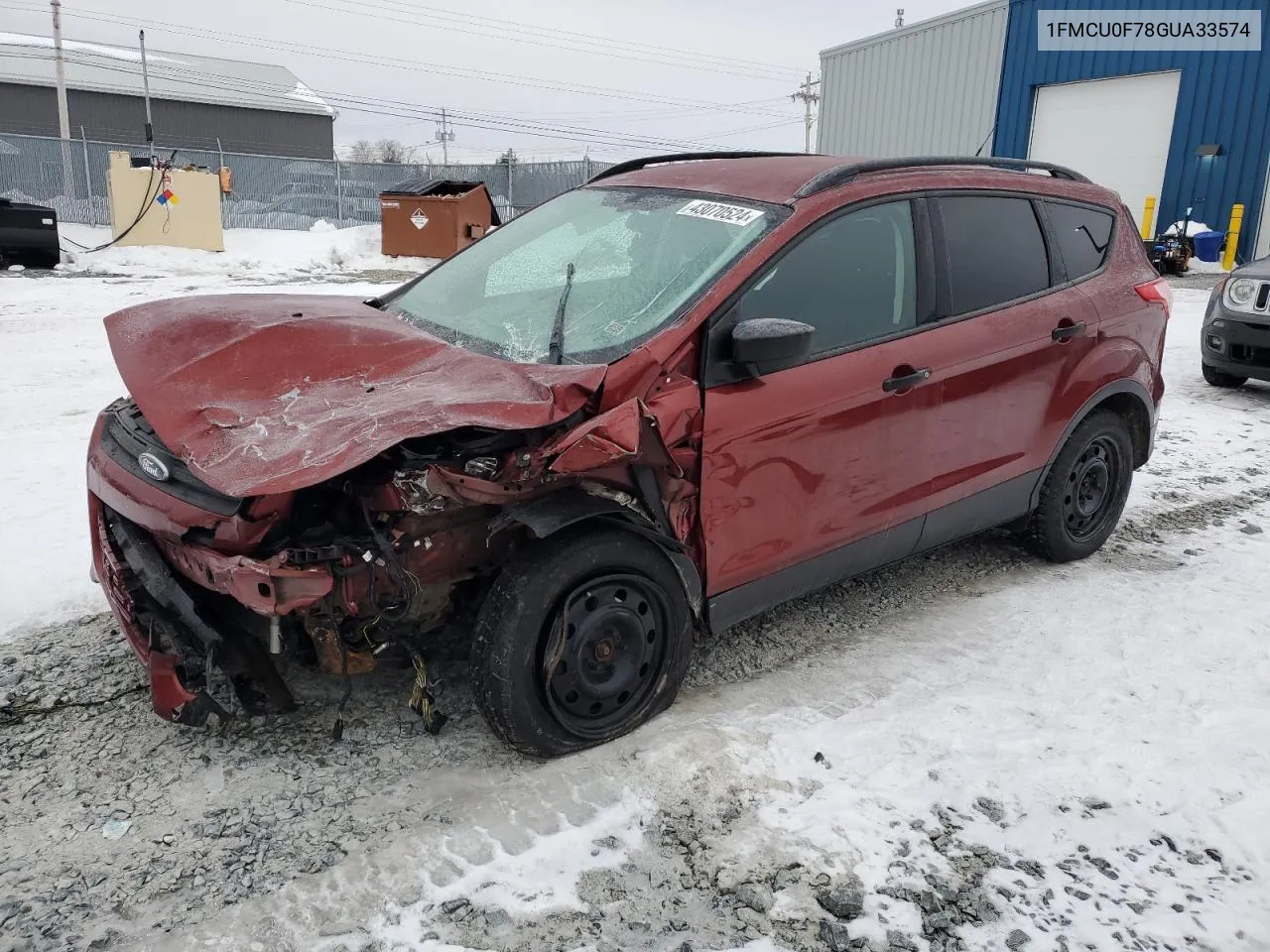 2016 Ford Escape S VIN: 1FMCU0F78GUA33574 Lot: 43070524