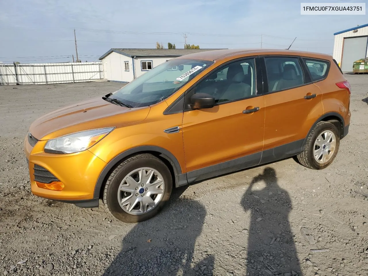 2016 Ford Escape S VIN: 1FMCU0F7XGUA43751 Lot: 76389614