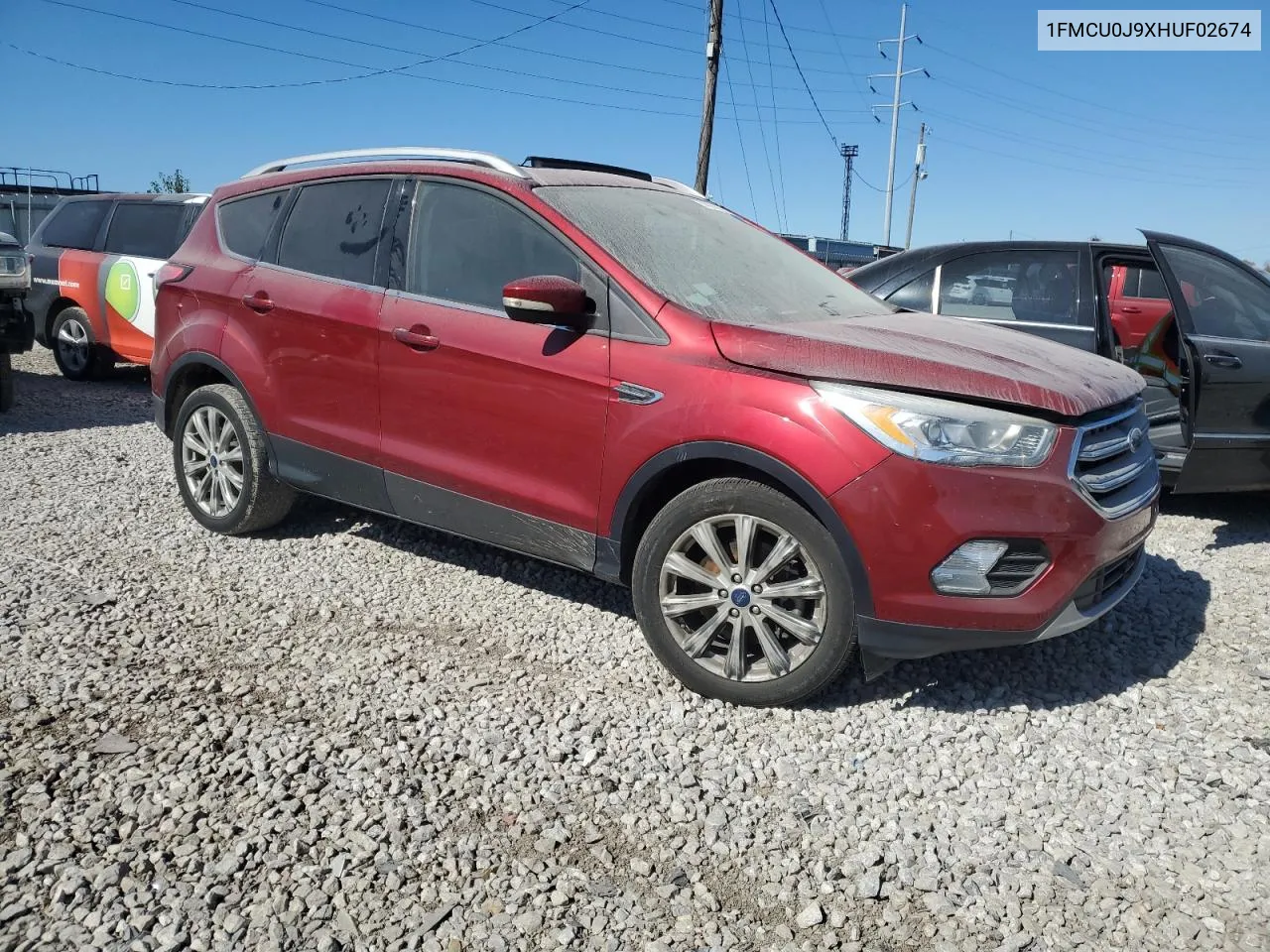 2017 Ford Escape Titanium VIN: 1FMCU0J9XHUF02674 Lot: 74978854