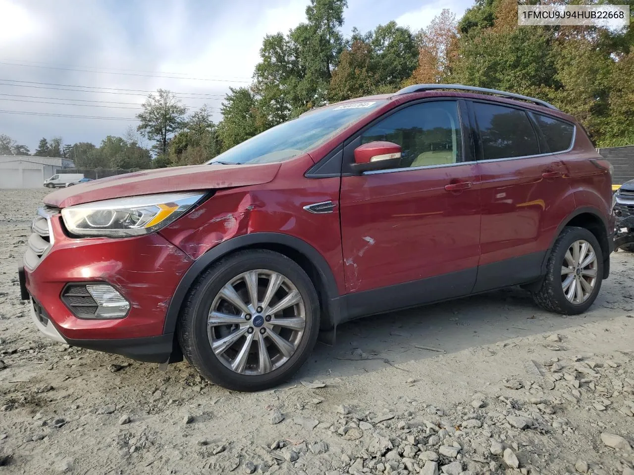 2017 Ford Escape Titanium VIN: 1FMCU9J94HUB22668 Lot: 75041764