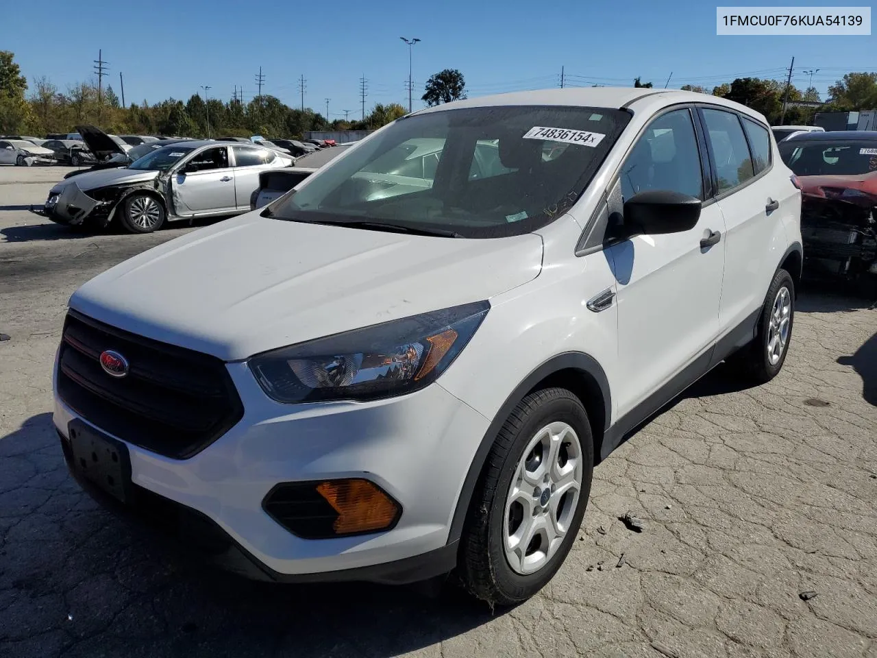 2019 Ford Escape S VIN: 1FMCU0F76KUA54139 Lot: 74836154