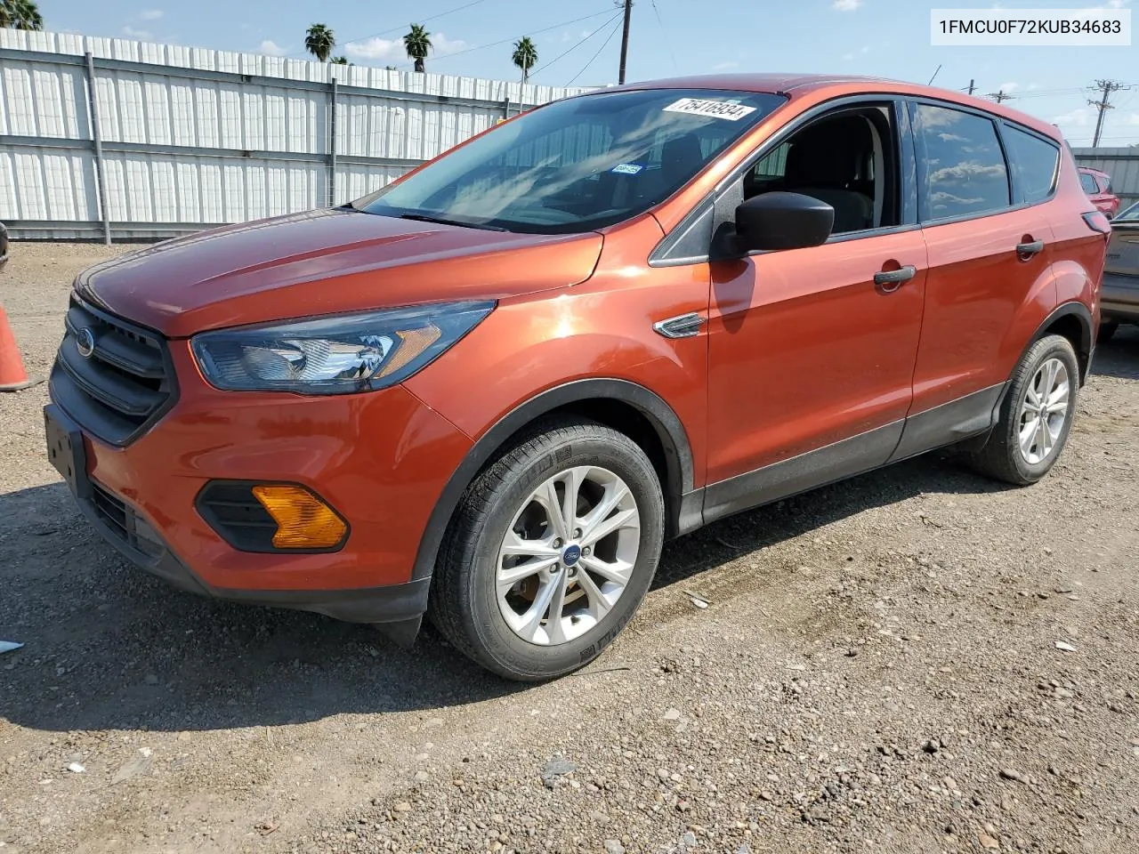 2019 Ford Escape S VIN: 1FMCU0F72KUB34683 Lot: 75416934