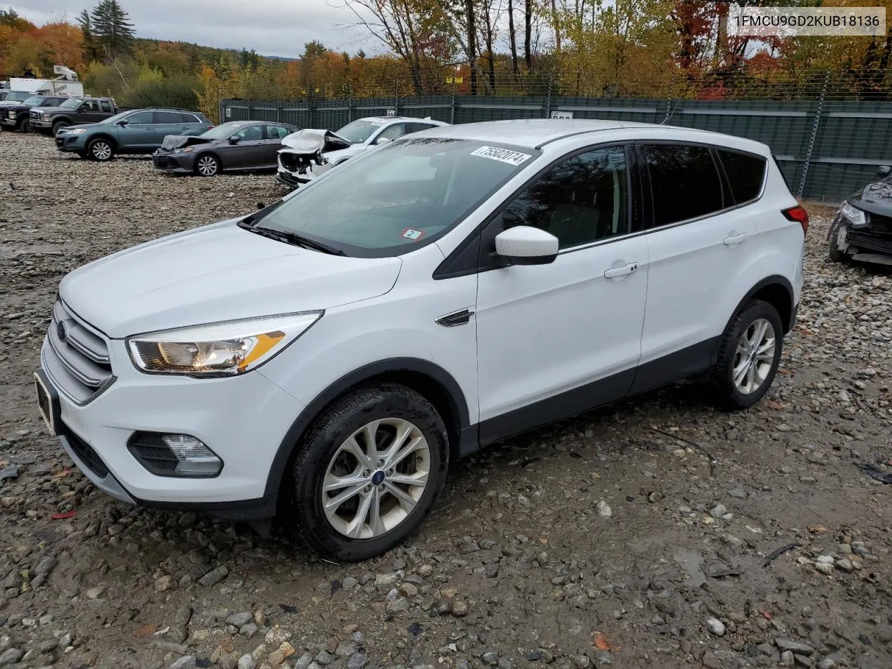 2019 Ford Escape Se VIN: 1FMCU9GD2KUB18136 Lot: 75502074