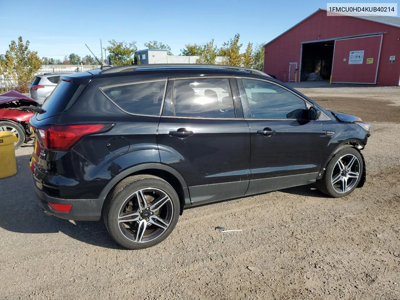 2019 Ford Escape Sel VIN: 1FMCU0HD4KUB40214 Lot: 75522364