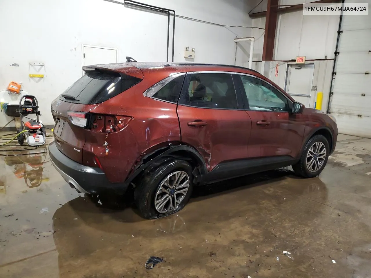 2021 Ford Escape Sel VIN: 1FMCU9H67MUA64724 Lot: 73635574