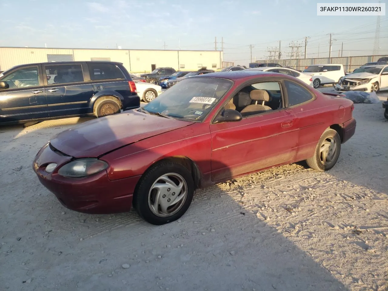 1998 Ford Escort Zx2 VIN: 3FAKP1130WR260321 Lot: 73996074