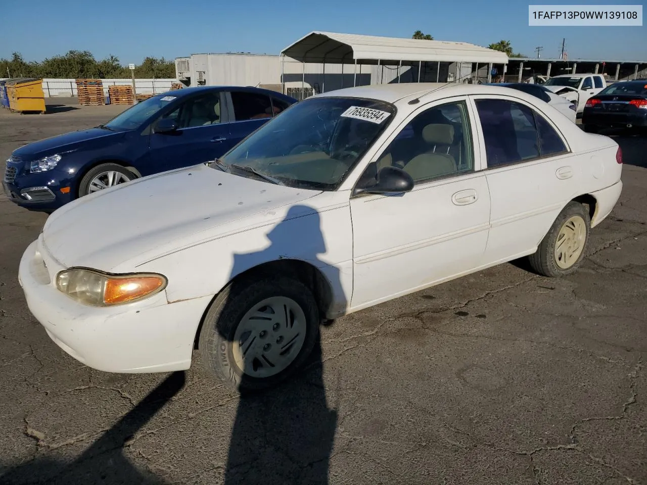 1998 Ford Escort Se VIN: 1FAFP13P0WW139108 Lot: 76935594