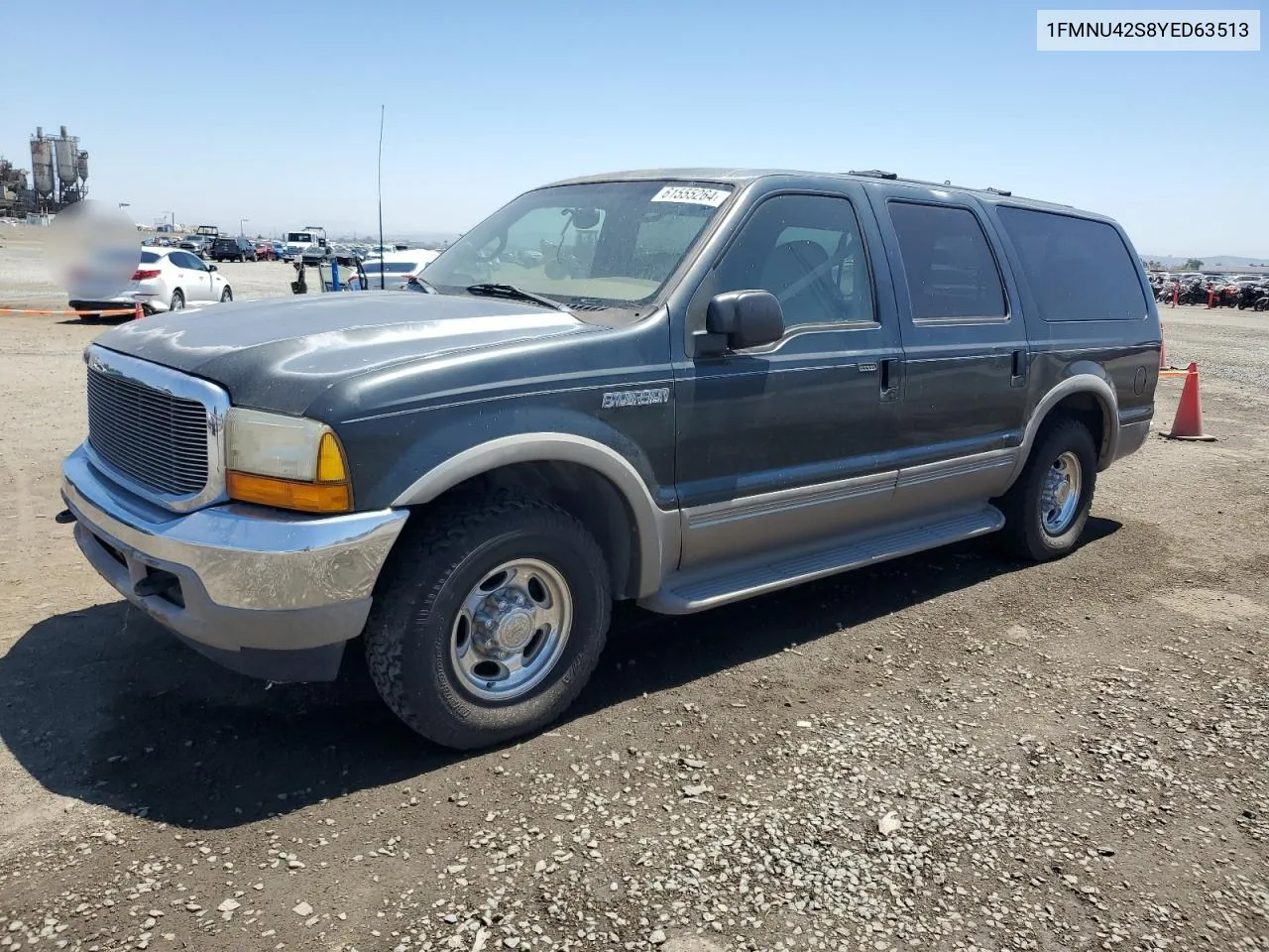 2000 Ford Excursion Limited VIN: 1FMNU42S8YED63513 Lot: 61555264