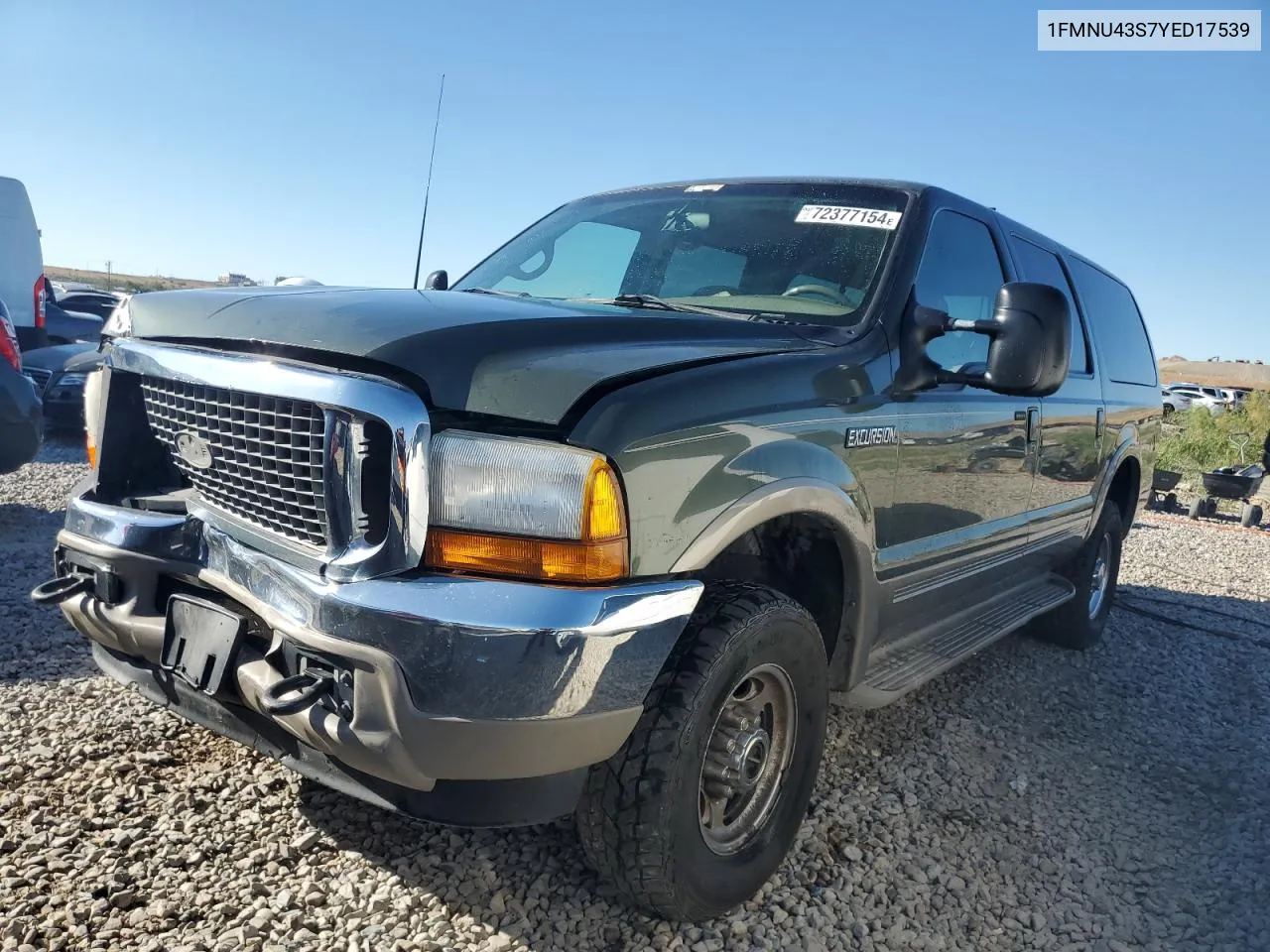 2000 Ford Excursion Limited VIN: 1FMNU43S7YED17539 Lot: 72377154