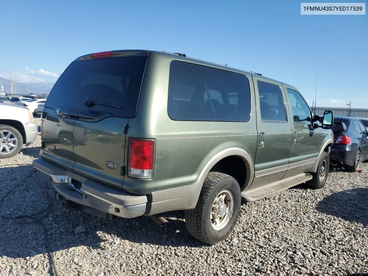 2000 Ford Excursion Limited VIN: 1FMNU43S7YED17539 Lot: 72377154