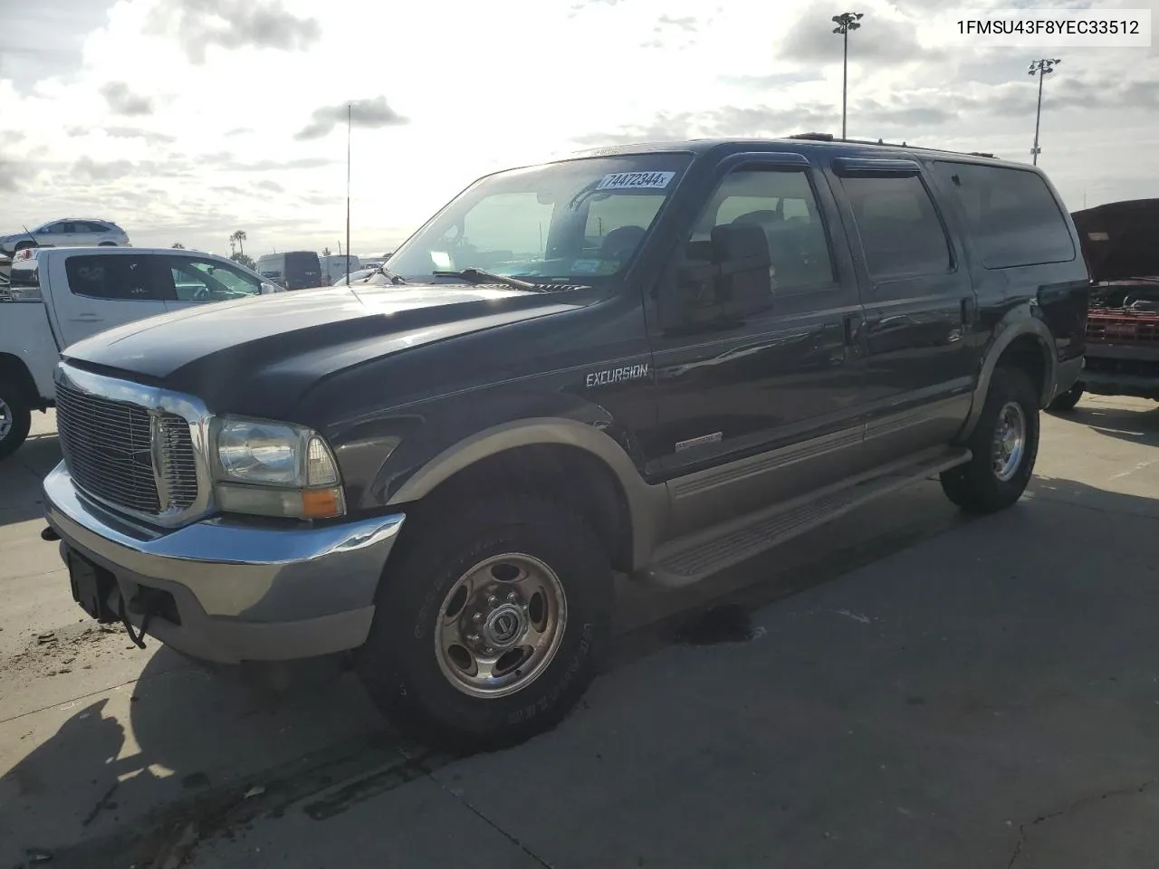 2000 Ford Excursion Limited VIN: 1FMSU43F8YEC33512 Lot: 74472344