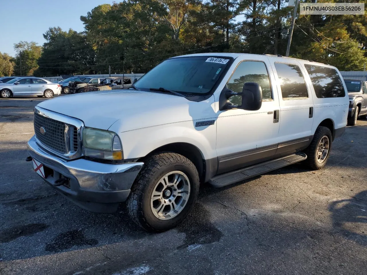 2003 Ford Excursion Xlt VIN: 1FMNU40S03EB56206 Lot: 77910794