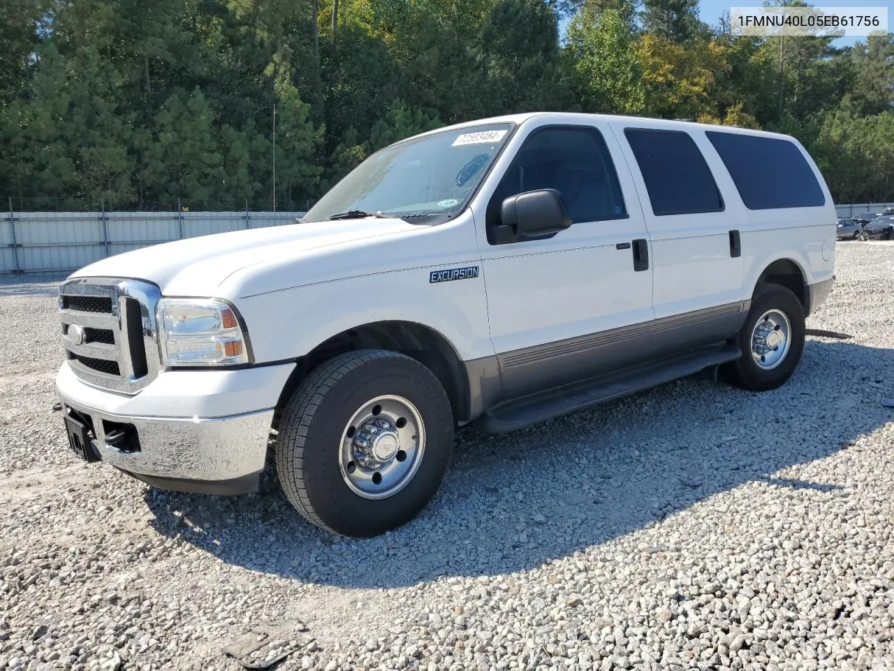 2005 Ford Excursion Xlt VIN: 1FMNU40L05EB61756 Lot: 72593484