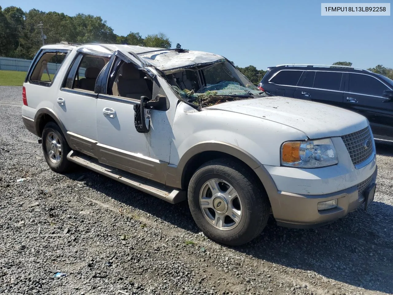 2003 Ford Expedition Eddie Bauer VIN: 1FMPU18L13LB92258 Lot: 74061104