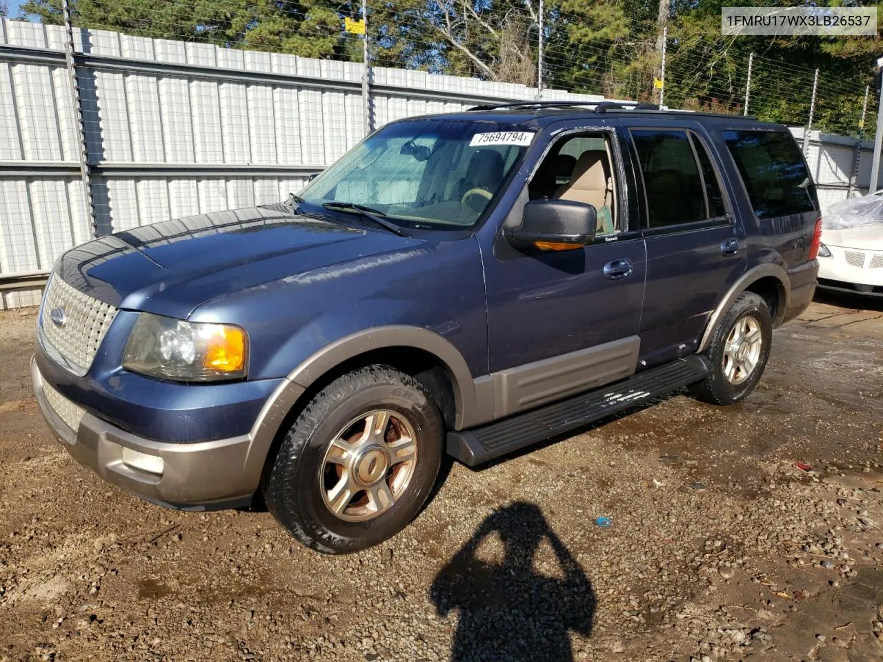 2003 Ford Expedition Eddie Bauer VIN: 1FMRU17WX3LB26537 Lot: 75694794