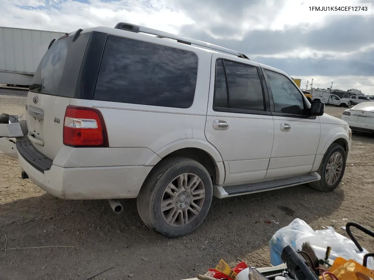 2012 Ford Expedition Limited VIN: 1FMJU1K54CEF12743 Lot: 74805614