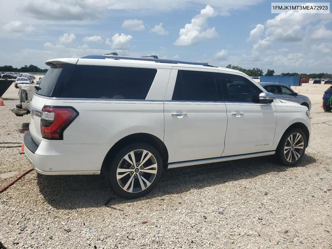 2021 Ford Expedition Max Platinum VIN: 1FMJK1MT3MEA72923 Lot: 68874584