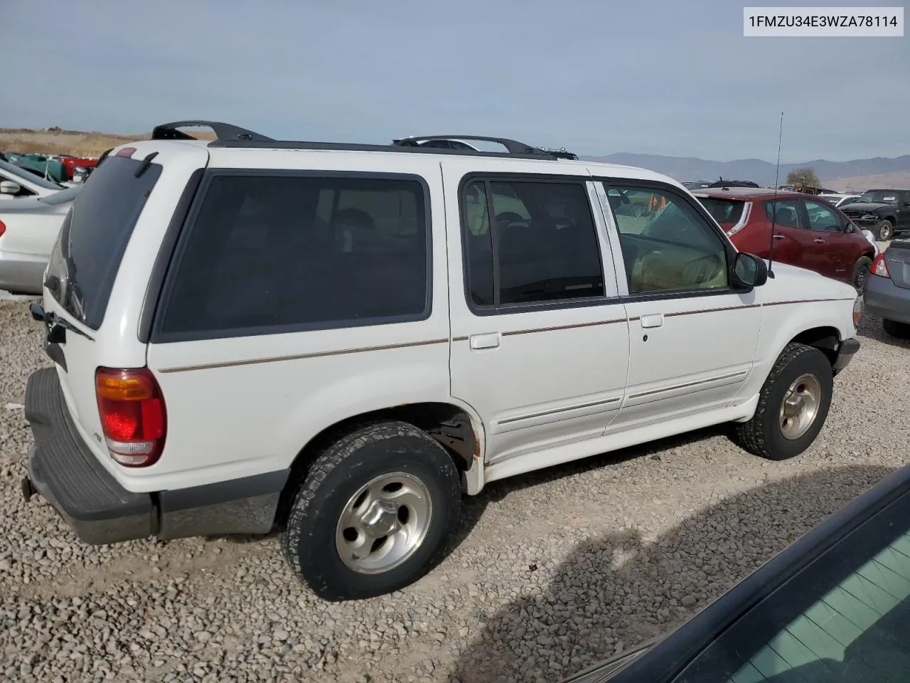 1998 Ford Explorer VIN: 1FMZU34E3WZA78114 Lot: 77543854