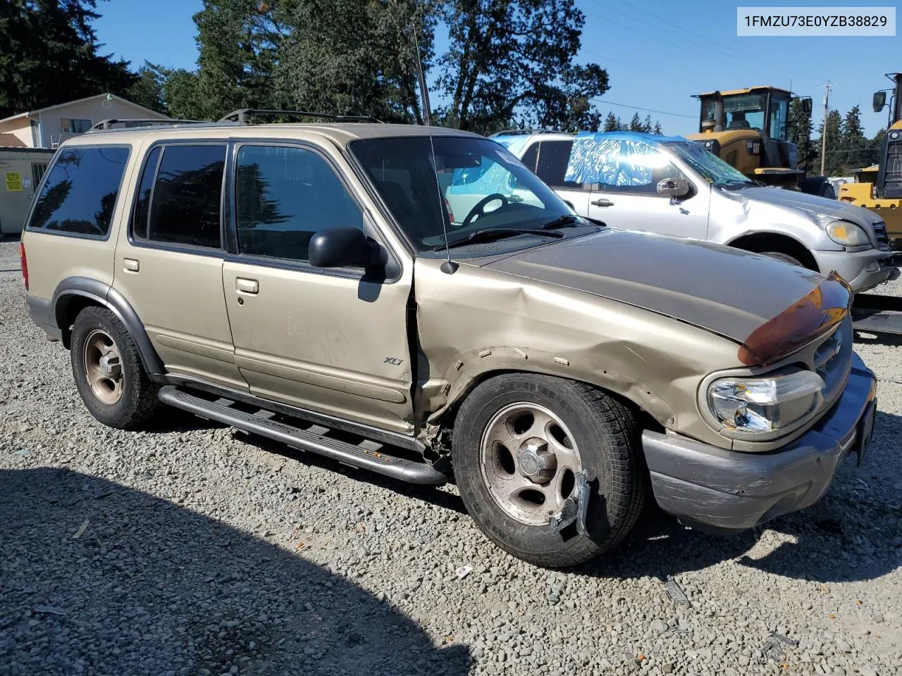 2000 Ford Explorer Xlt VIN: 1FMZU73E0YZB38829 Lot: 73808434