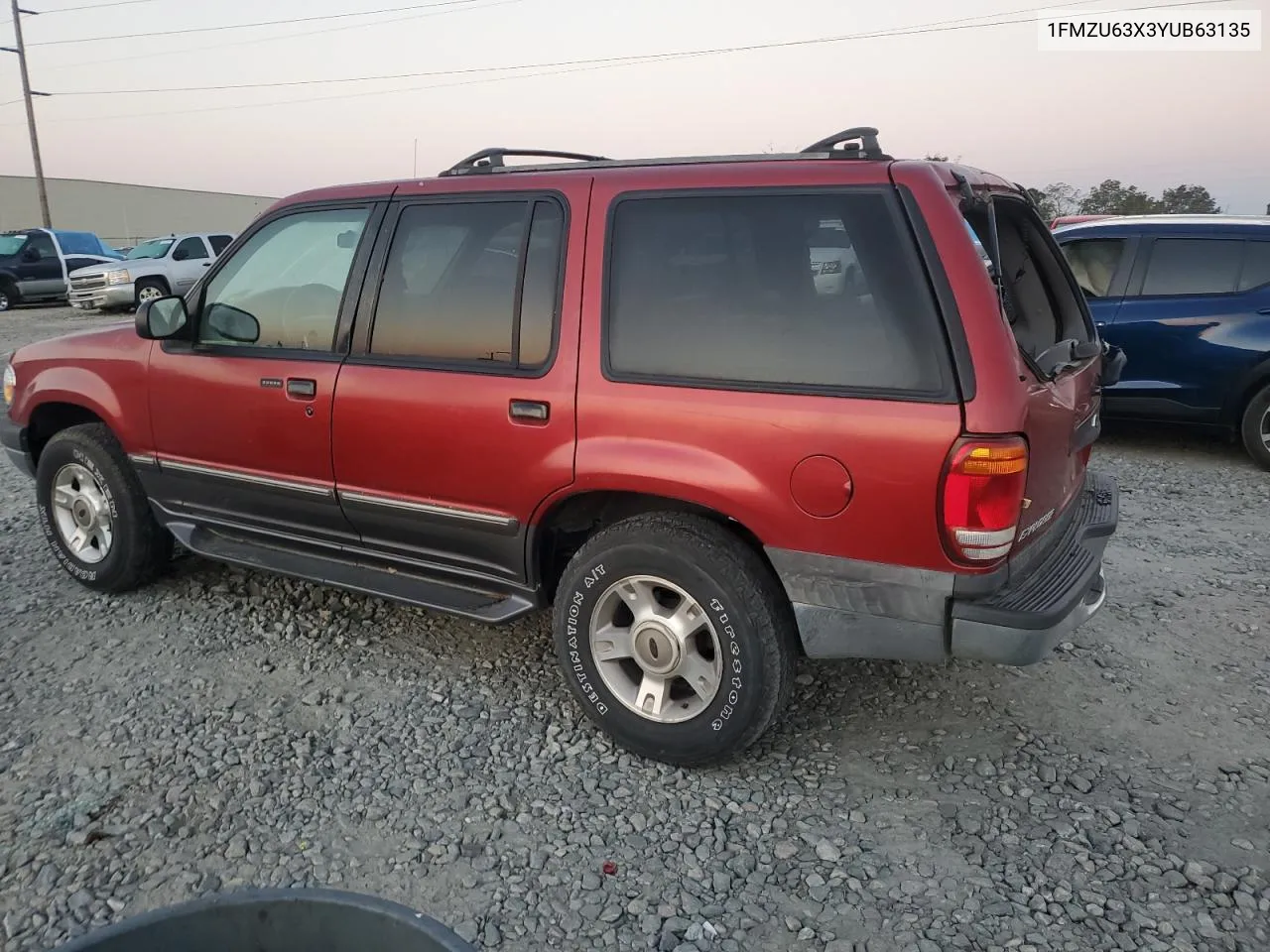 2000 Ford Explorer Xlt VIN: 1FMZU63X3YUB63135 Lot: 75742324